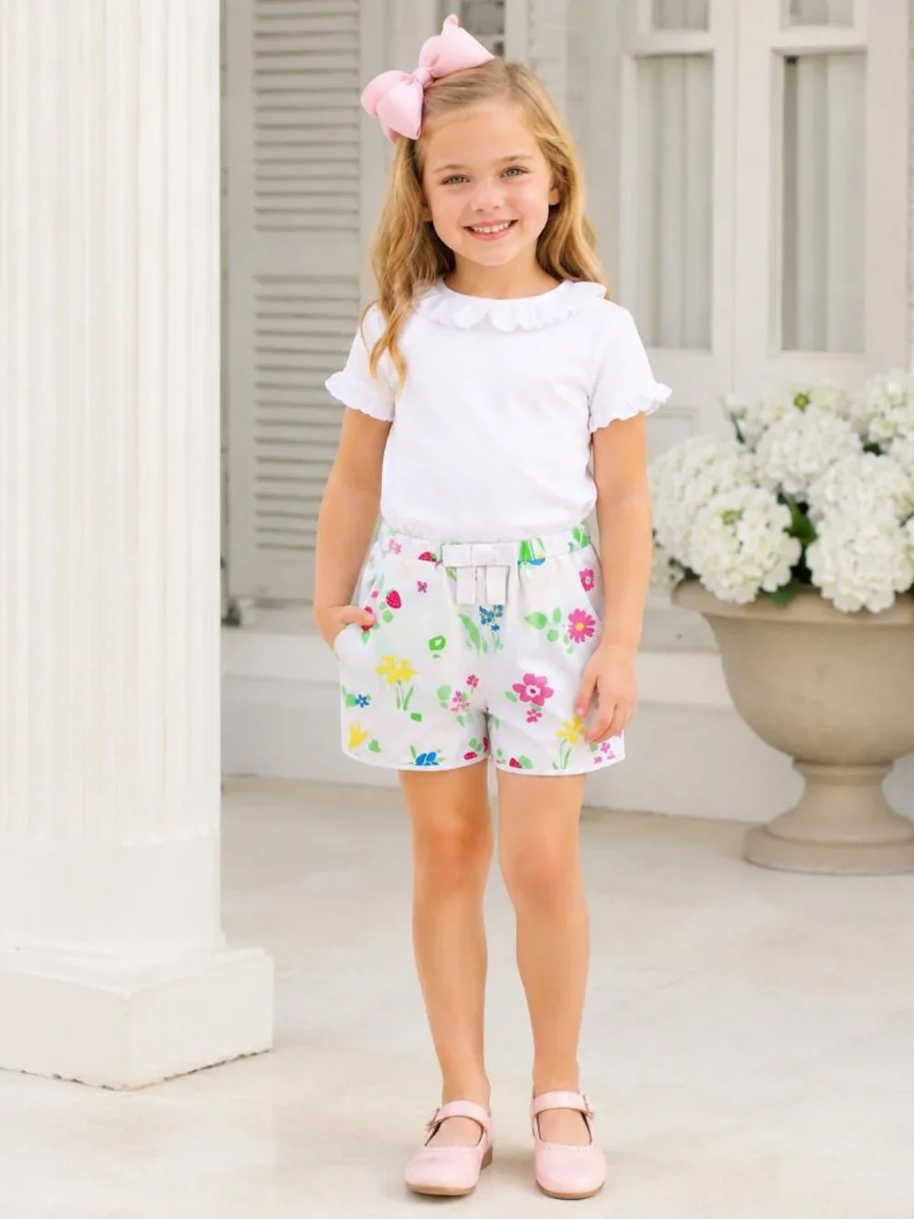 The Beaufort Bonnet Company White Strawberry Floral Shorts